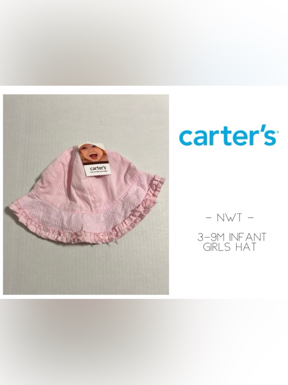 🆕CARTER’S - 3/9M - NWT - INFANT GIRLS PINK BUCKET / SUN HAT